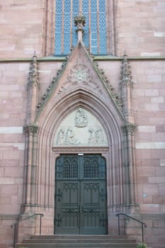 Entrance portal of a church in Ladenburg,Baden-Württemberg,Germany