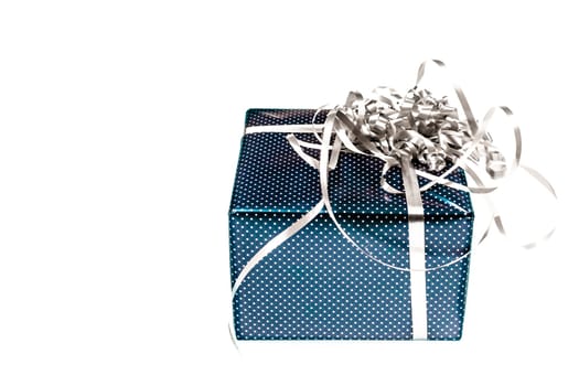 Colorful gift box with silver ribbon