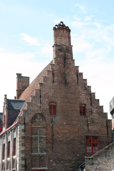 Beautiful old house with stepped gable,built of red clinker bricks