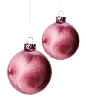 Christmas,pink baubles with pattern insulated hanging with white background
