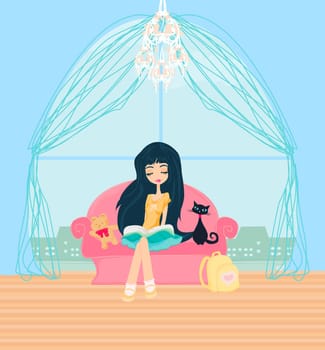 Teen girl Reading A Book