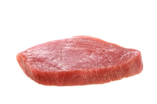 White insulated slice of raw tuna