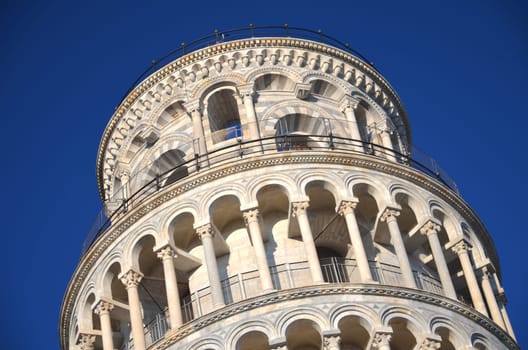 The famous Leaning Tower on Square of Miracles in Pisa, Tuscany in Italy