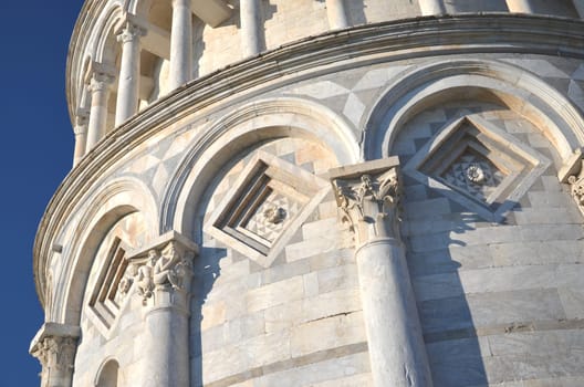The famous Leaning Tower on Square of Miracles in Pisa, Tuscany in Italy