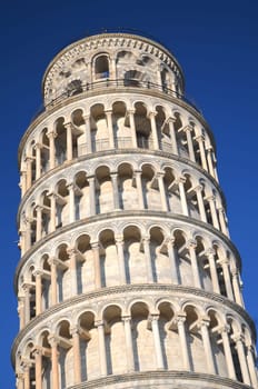 The famous Leaning Tower on Square of Miracles in Pisa, Tuscany in Italy