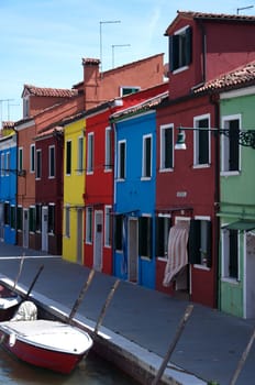 Row of coloured houses on Burano