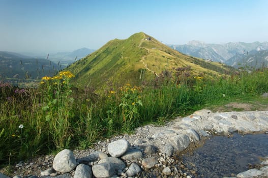 View over the mountains from a vantage point