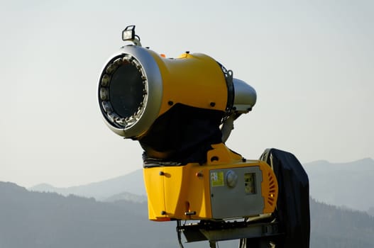 Snow cannon in the Alps in summer