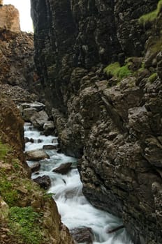 Mountain river in a gorge in the mountains