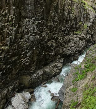 Mountain river in a gorge in the mountains