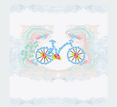 abstract floral bicycle illustration