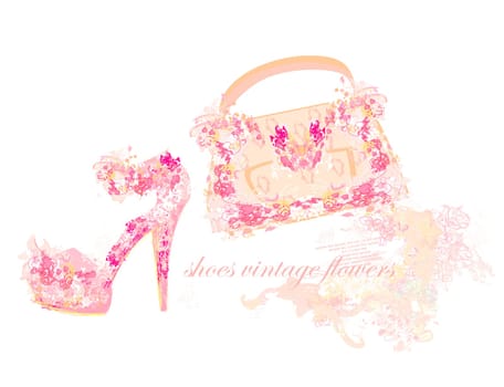 Beautiful floral female shoes and bags