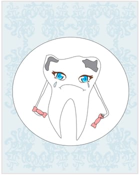 Sad tooth cartoon