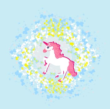 Vector Illustration of beautiful pink Unicorn.