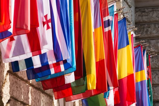 International flags,different flags on flagpoles