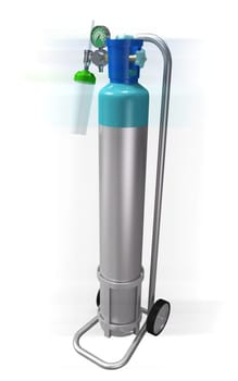 Digital illustration of oxygen cylinder in colour background