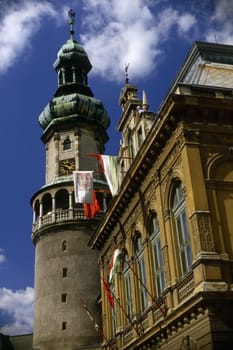 Town Hall and Fire Watch Tower in Sopron, Hungary