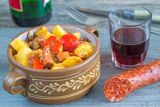 Spanish stew with chorizo sausage