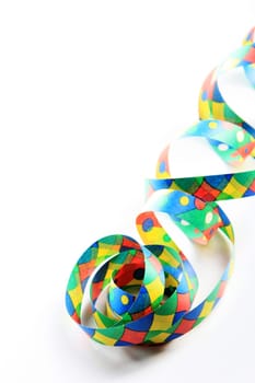 Streamers as party decoration for birthday with white background