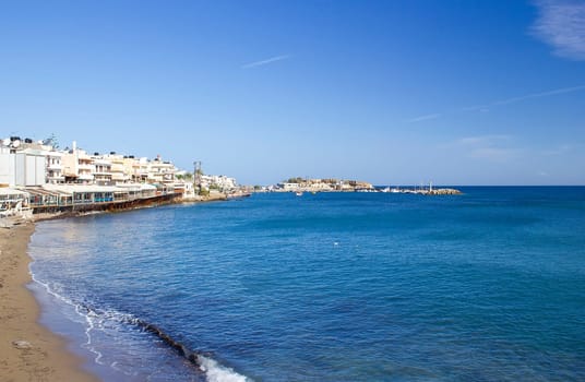 Seashore of Hersonissos, touristic place in Crete