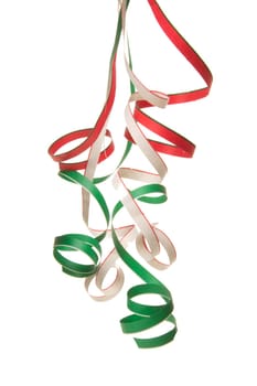 colorful streamers isolated,hanging cropped with white background