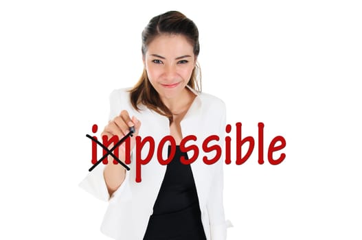 Business woman change impossible to possible