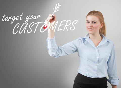 target your customers text hand drawn on to the screen