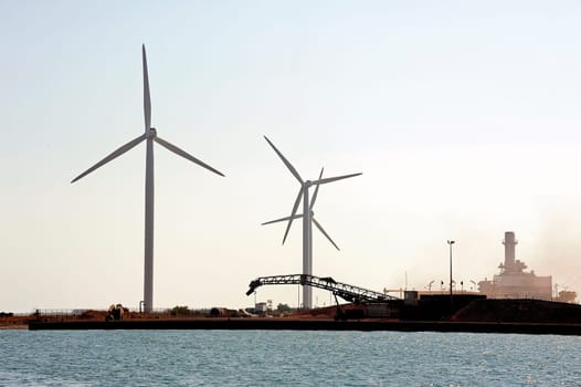 wind mills on the dimension of Fos-sur-Mer