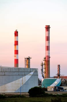 French oil refinery in Fos on sea beside Marseille.