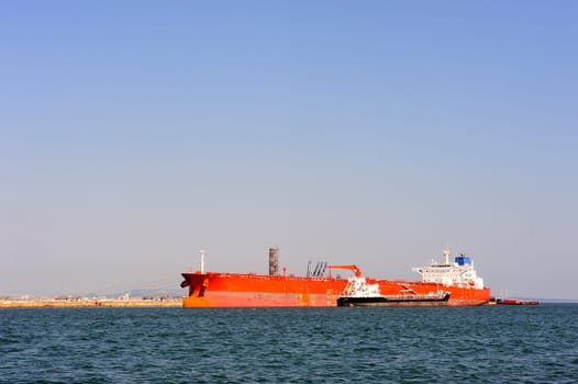 quay tanker to discharge its cargo in France with the wearing of Fos-sur-Mer beside Marseille