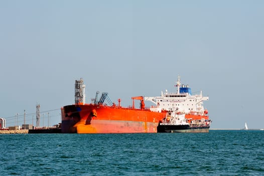 quay tanker to discharge its cargo in France with the wearing of Fos-sur-Mer beside Marseille
