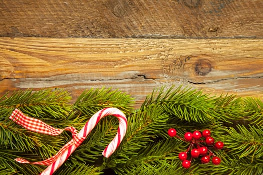 Christmas background with fir branches and decoration