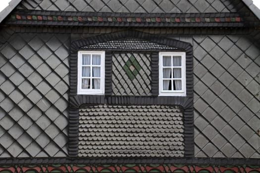 Shingle cladding of a house in Extertal-Bösingfeld