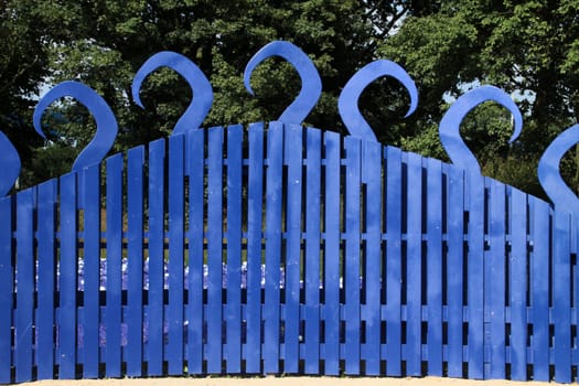 Blue wooden fence