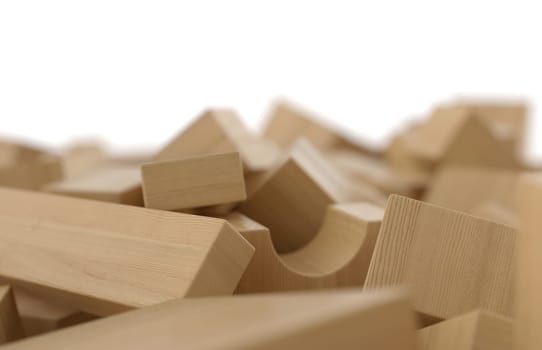 Building blocks made of wood - wildly mixed pile 4