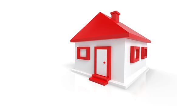 3D House Red White