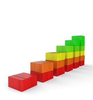 3D Upward Trend - Building blocks colorful square 4