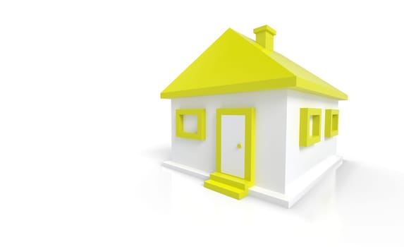 3D House Yellow White