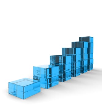 3D Glass Building Blocks - Upward Trend Blue
