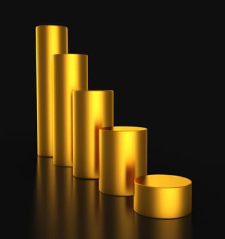 3D Downtrend Chart Gold Black