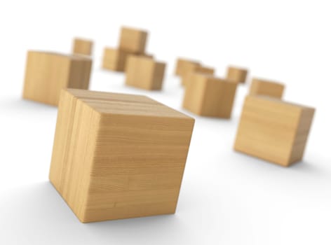 Distributed wooden blocks insulated 3