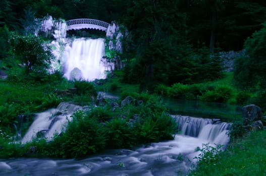 Trick fountains in Bergpark Kassel Bad Wilhelmshöhe,Teufelsbrücke