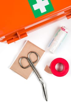 First aid kit with bandages