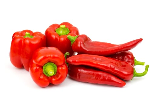 red peppers on white background