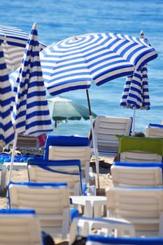 Mediterranean beach during hot summer day