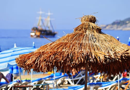 Mediterranean beach during hot summer day