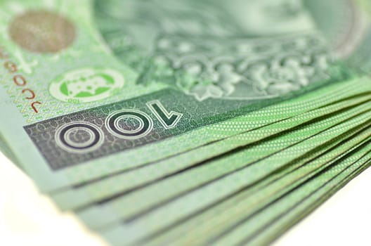 one hundred zloty banknotes from poland