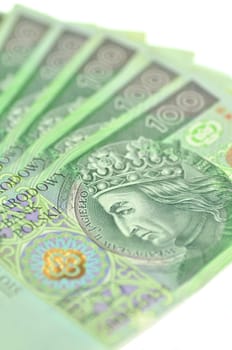 one hundred zloty banknotes from poland