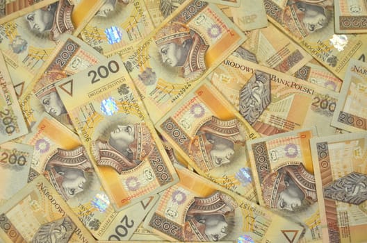 two hundred zloty banknotes from poland