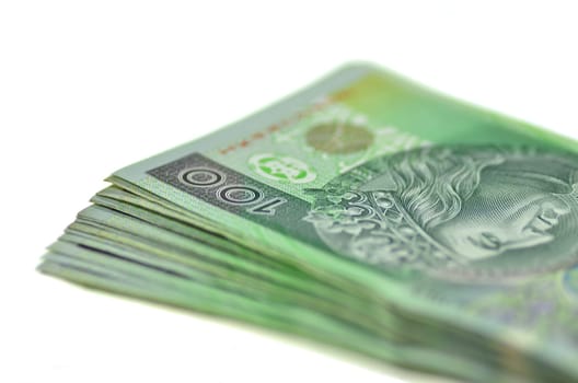 one hundred zloty banknotes from poland